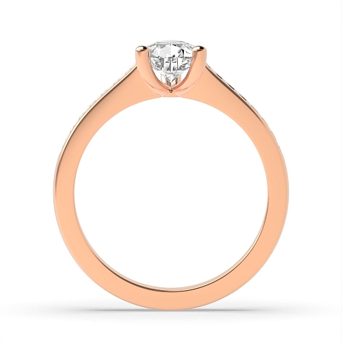 Prong Pear Rose Gold Channel set shank Engagement Rings