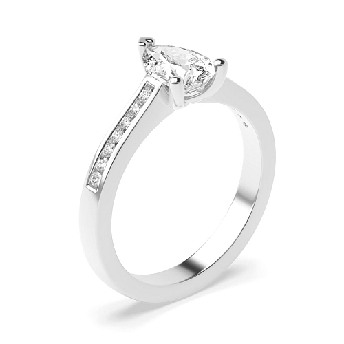 Prong Pear Channel set shank Moissanite Engagement Rings