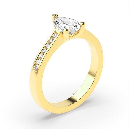 Prong Pear Yellow Gold Channel set shank Engagement Rings