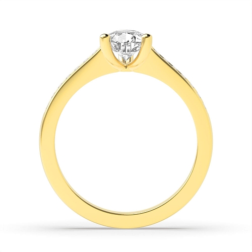 Prong Pear Yellow Gold Channel set shank Engagement Rings