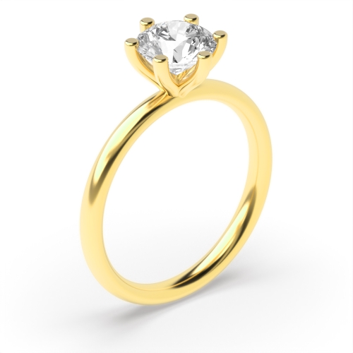 6 Prong Setting Round Solitaire Diamond Engagement Rings Rose / Yellow / White Gold