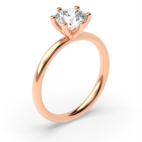 6 Prong Round Rose Gold High set delicate Engagement Rings