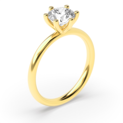 Round Yellow Gold High set delicate Engagement Rings