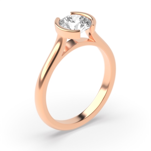 Bezel Setting Round Rose Gold Half moon Engagement Rings