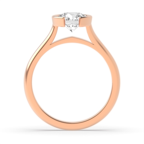 Bezel Setting Round Rose Gold Half moon Engagement Rings