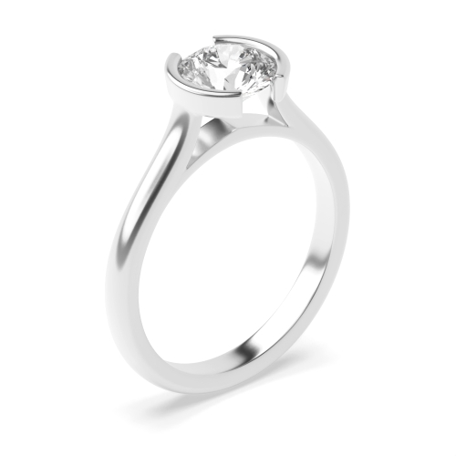 Bezel Setting Round Platinum Half moon Engagement Rings
