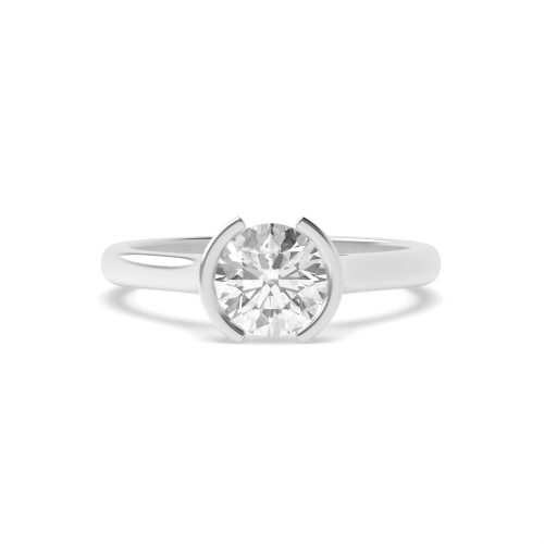 Bezel Setting Round Platinum Half moon Engagement Rings
