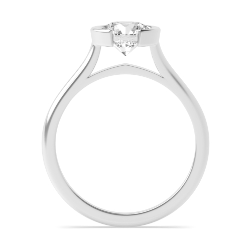 Bezel Setting Round Platinum Half moon Engagement Rings