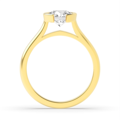 Bezel Setting Round Yellow Gold Half moon Engagement Rings