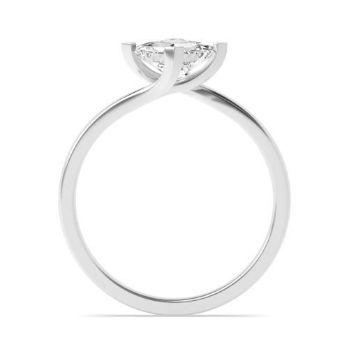 4 Prong Princess Twisted Setting Solitaire Engagement Ring