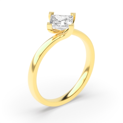Round Solitaire Diamond Engagement Rings In Yellow Gold Prong Setting