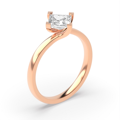 4 Prong Princess Rose Gold setting Twisted Engagement Rings