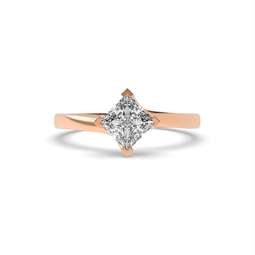 4 Prong Princess Rose Gold setting Twisted Engagement Rings