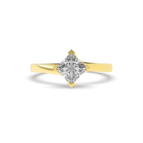 4 Prong Princess Yellow Gold setting Twisted Engagement Rings