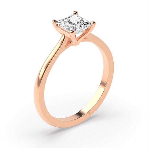 4 Prong Princess Rose Gold Delicate setting Engagement Rings
