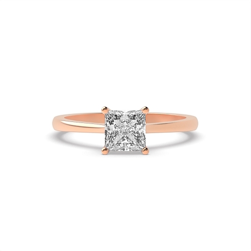 4 Prong Princess Rose Gold Delicate setting Engagement Rings