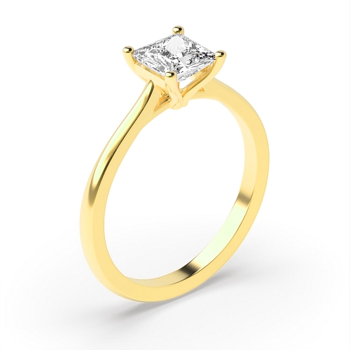 4 Prong Princess Yellow Gold Delicate setting Engagement Rings