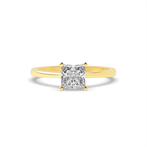 4 Prong Princess Yellow Gold Delicate setting Engagement Rings