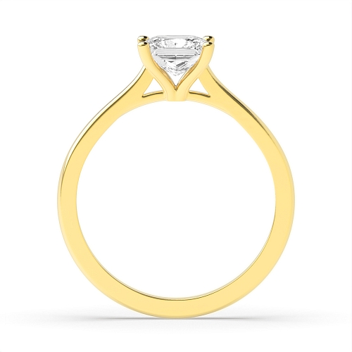 4 Prong Princess Yellow Gold Delicate setting Engagement Rings
