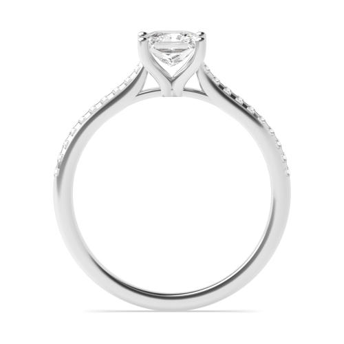 4 Prong Princess Delicate Shank Side Stone Engagement Ring