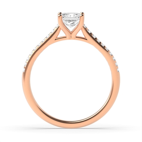 Princess Rose Gold Delicate shank Side Stone Engagement Rings