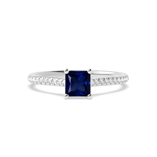 Princess Delicate shank Blue Sapphire Engagement Rings