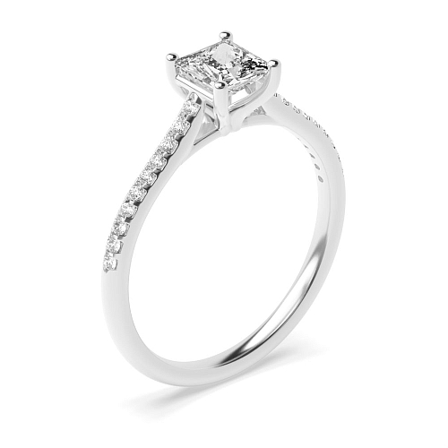 Princess Platinum Delicate shank Engagement Rings