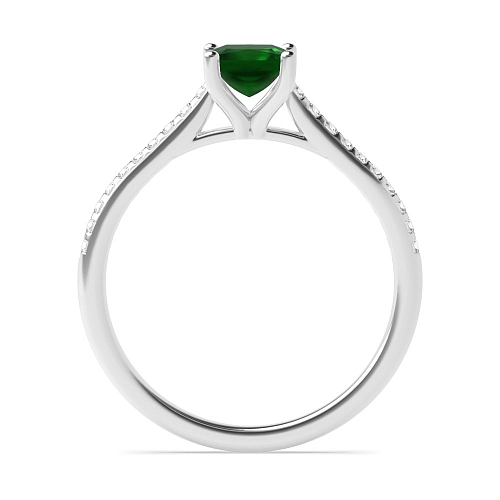 Princess Delicate shank Emerald Side Stone Engagement Rings