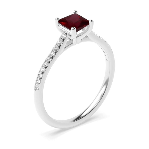 Princess Delicate shank Ruby Engagement Rings