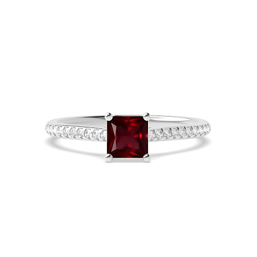 Princess Delicate shank Ruby Engagement Rings