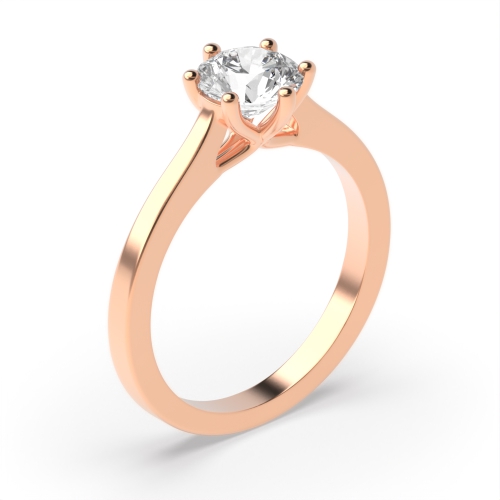 4 Prong Round Rose Gold Open set with gallery Engagement Rings