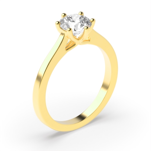 4 Prong Round Yellow Gold Open set with gallery Engagement Rings