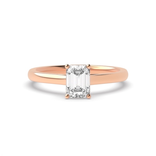 4 Prong Emerald Rose Gold Solitaire Engagement Ring