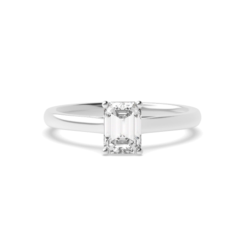 4 Prong Emerald With Gallery Solitaire Engagement Ring