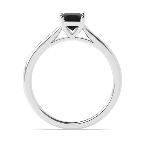 4 Prong Emerald With gallery Black Diamond Solitaire Engagement Rings