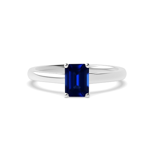 Emerald With gallery Blue Sapphire Engagement Rings