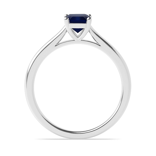 Emerald With gallery Blue Sapphire Engagement Rings