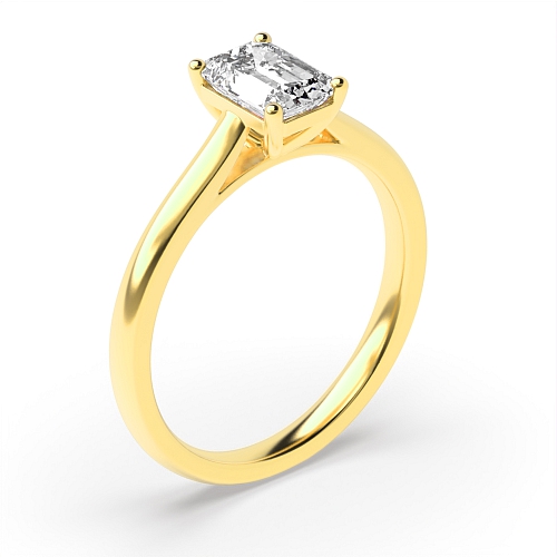 Emerald Yellow Gold With gallery Engagement Rings