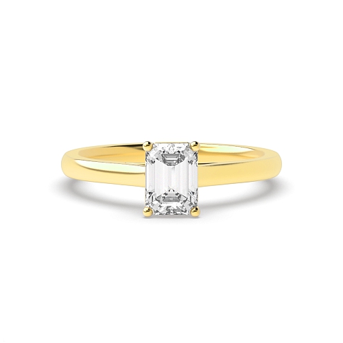 Emerald Yellow Gold With gallery Engagement Rings