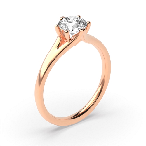 Round Rose Gold Split shoulder Engagement Rings