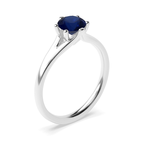 Round Split shoulder Blue Sapphire Engagement Rings