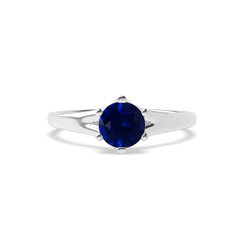 Round Split shoulder Blue Sapphire Engagement Rings