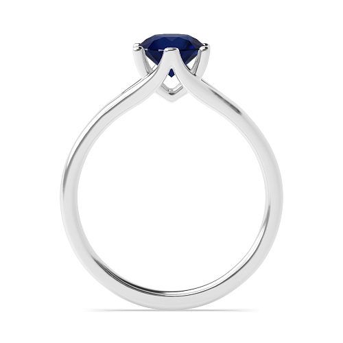 Round Split shoulder Blue Sapphire Engagement Rings