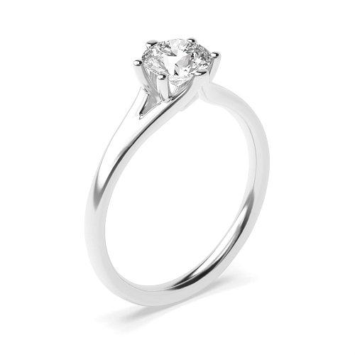 6 Prong Round Silver Split shoulder Engagement Rings