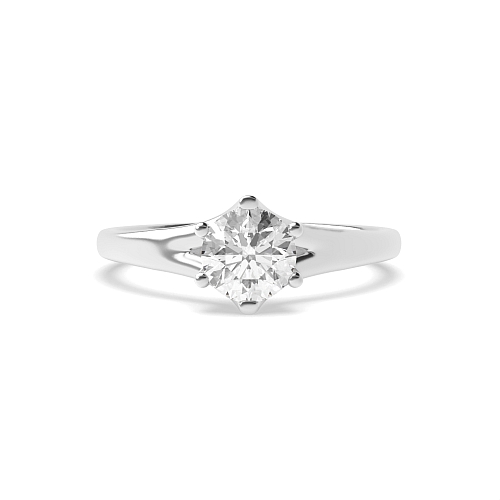 6 Prong Round Silver Split shoulder Engagement Rings