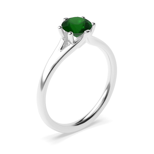 Round Split shoulder Emerald Engagement Rings