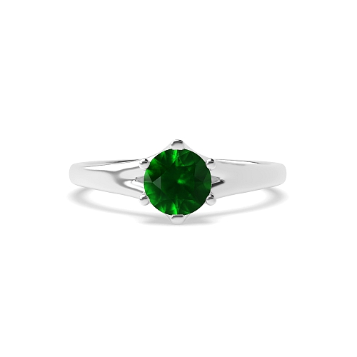 Round Split shoulder Emerald Engagement Rings