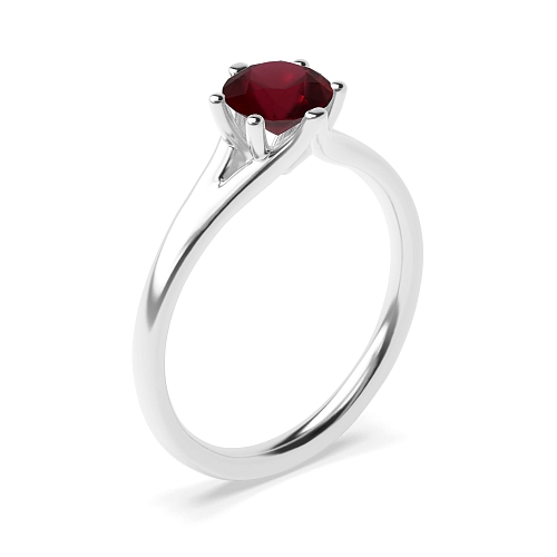 Round Split shoulder Ruby Engagement Rings