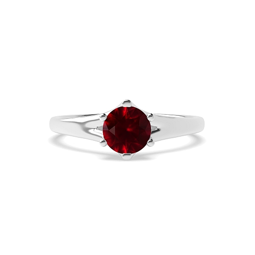 Round Split shoulder Ruby Engagement Rings