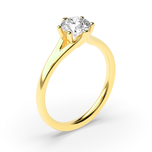 Round Yellow Gold Split shoulder Engagement Rings